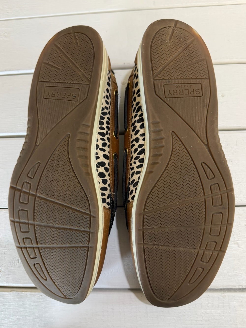 Sperry Authentic Original Leather Boat Shoes Cheetah Print Memory Foam Womens 11 - Picture 9 of 10